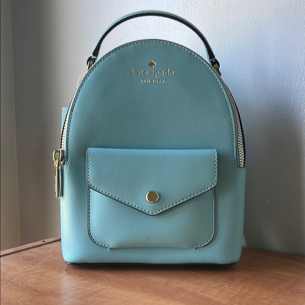 Kate Spade Blue Backpack with Gold Hardware
